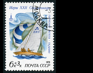 USSR post stamp of Soling class.